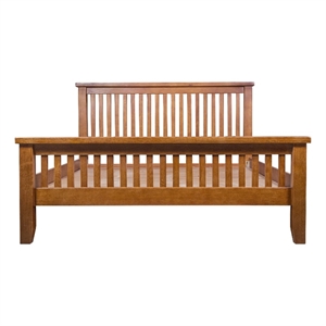 Pemberly Row Contemporary Mission Oak Slat King Bed in Cherry