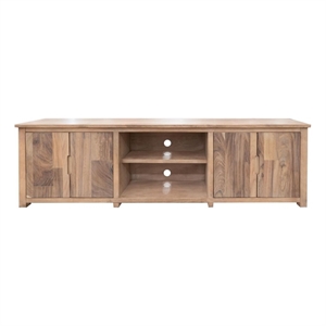Pemberly Row Contemporary 88&quot Natural Parota Wood TV Stand in Brown