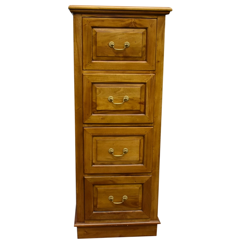 Pemberly Row Contemporary 4 Drawer File Cabinet in Light Brown Walnut