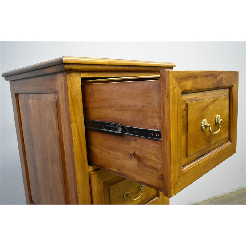 Pemberly Row Contemporary 4 Drawer File Cabinet in Light Brown Walnut