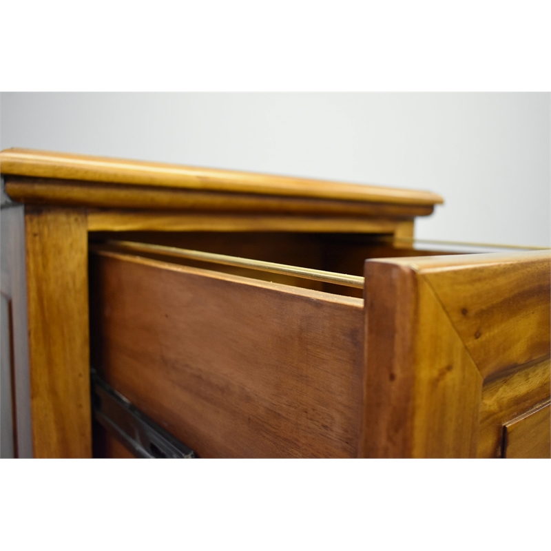 Pemberly Row Contemporary 4 Drawer File Cabinet in Light Brown Walnut