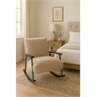 Pemberly Row Mid-Century Fabric Upholstered Rocking Arm Chair in White