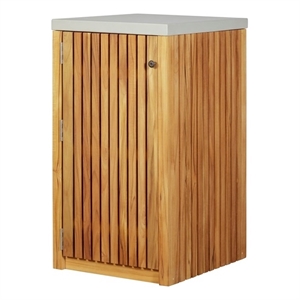 Pemberly Row Contemporary Outdoor Solid Teak Wood Cabinet in Natural