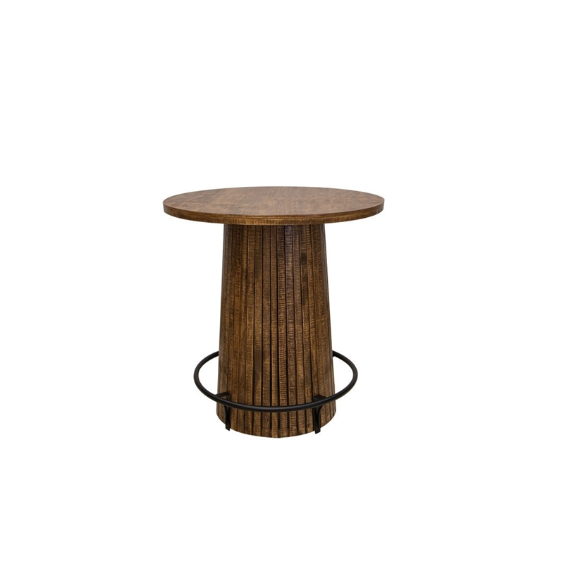 Pemberly Row Rustic Solid Wood Bistro Table & Chairs Set in Brown
