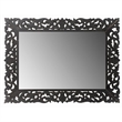 Pemberly Row Floral Carved Solid Wood Accent Mirror in Black