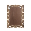Pemberly Row Farmhouse Floral Carved Solid Wood Accent Mirror in Gray