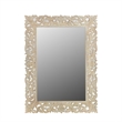 Pemberly Row Farmhouse Floral Carved Solid Wood Accent Mirror in Gray
