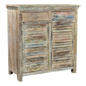Pemberly Row 2-drawer 2-Door Solid Wood Sideboard in White Multicolor