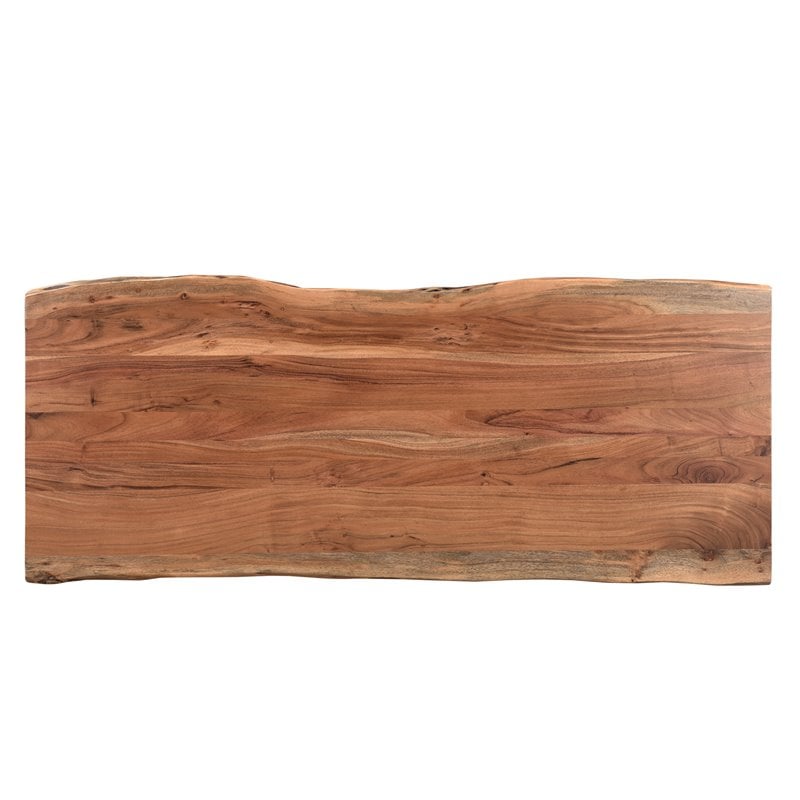 Pemberly Row 4-drawer Live Edge Solid Wood Desk in Brown/Black
