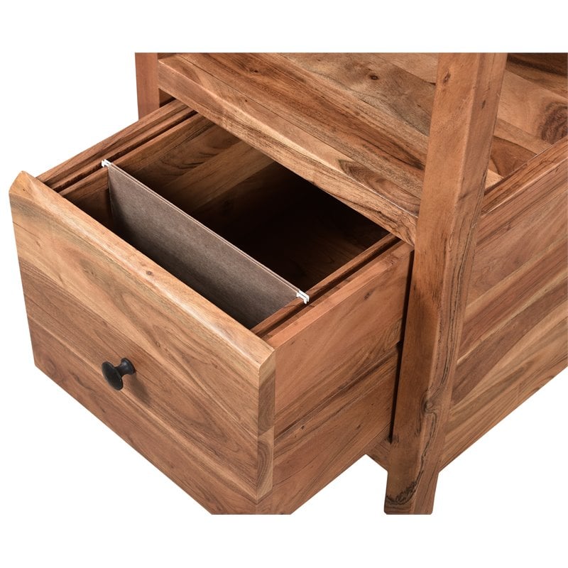 Pemberly Row 4-drawer Live Edge Solid Wood Desk in Brown/Black