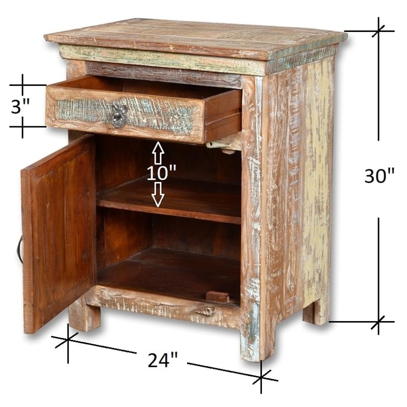 Pemberly Row 1-drawer 1-Door Solid Wood Nightstand (Left) in White