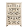 Pemberly Row 6-drawer Floral Carved Solid Wood Chest in White