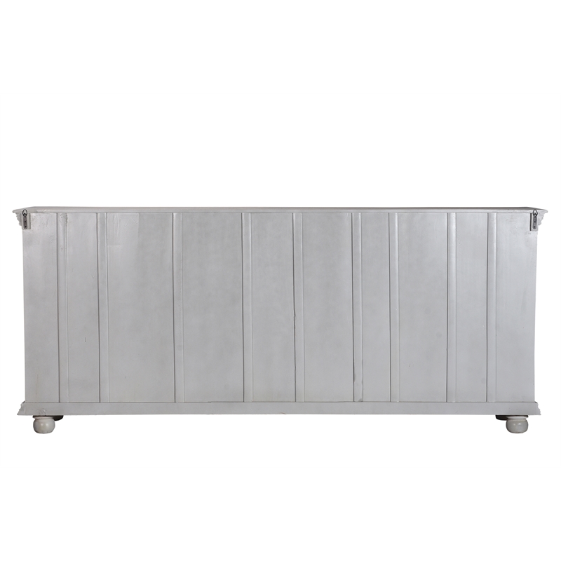 Pemberly Row 4-drawer 4-Door Carved Solid Wood Sideboard in Gray