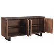 Pemberly Row 4-Door Solid Wood Sideboard in Dark Brown/Black