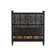 Pemberly Row Floral Carved Solid Wood Queen Panel Bed in Black