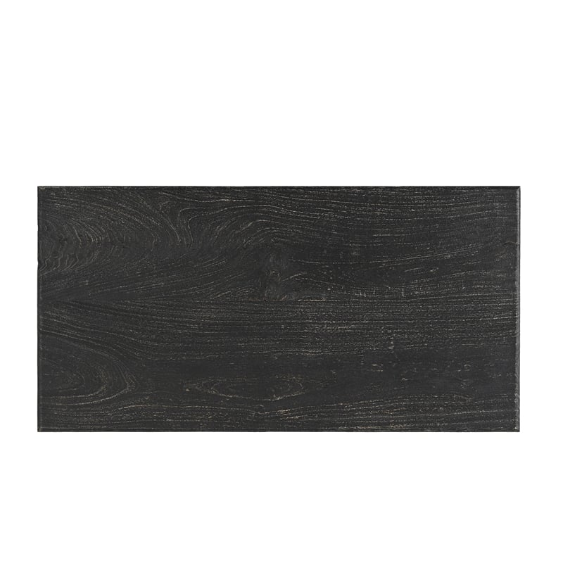 Pemberly Row Farmhouse Carved Solid Wood Coffee Table in Black