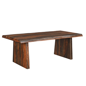 Pemberly Row 86&quot Live Edge Solid Wood Dining Table in Dark Brown