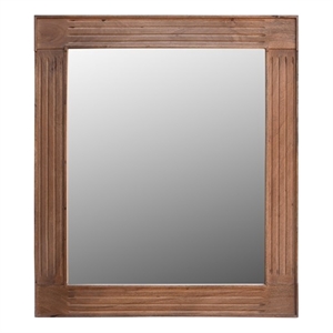 Pemberly Row Farmhouse Carved Solid Wood Accent Mirror in Brown