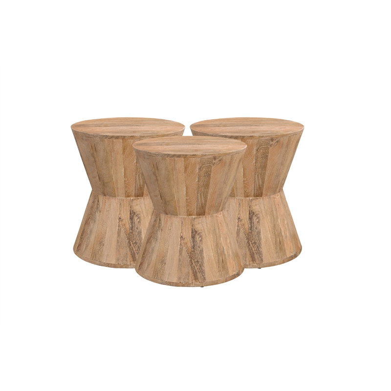 Pemberly Row Contemporary Solid Wood Coffee Table in Brown Finish