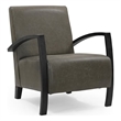 Pemberly Row Leather Upholstered Solid Wood Accent Chair in Green/Black