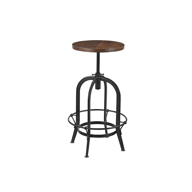 Pemberly Row Adjustable Height Solid Wood Stool in Brown/Black