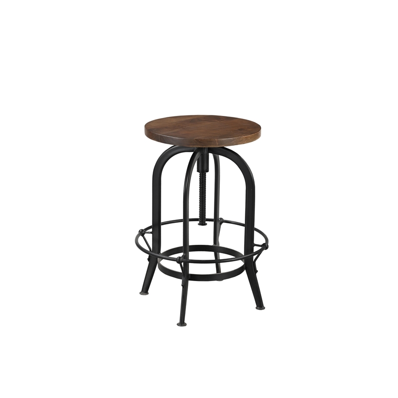 Pemberly Row Adjustable Height Solid Wood Stool in Brown/Black