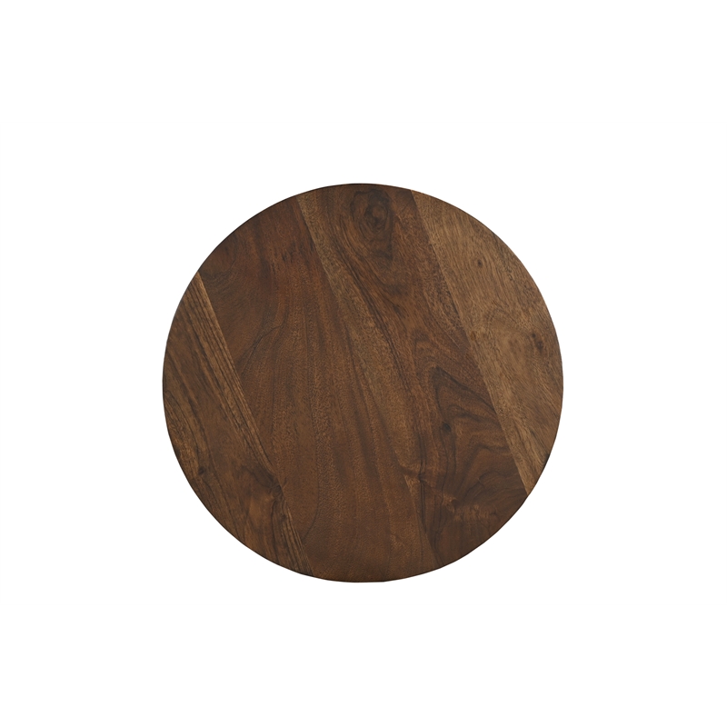 Pemberly Row Adjustable Height Solid Wood Stool in Brown/Black