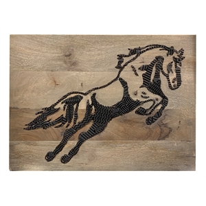 Pemberly Row Farmhouse Solid Wood Inlay Wall Art in Brown/Black