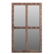 Pemberly Row Solid Wood Weathered Windowpane Accent Mirror in Brown