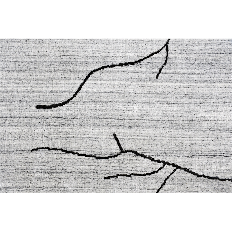 Pemberly Row 6' x 9' Abstract Wool Area Rug in White/Dark Gray