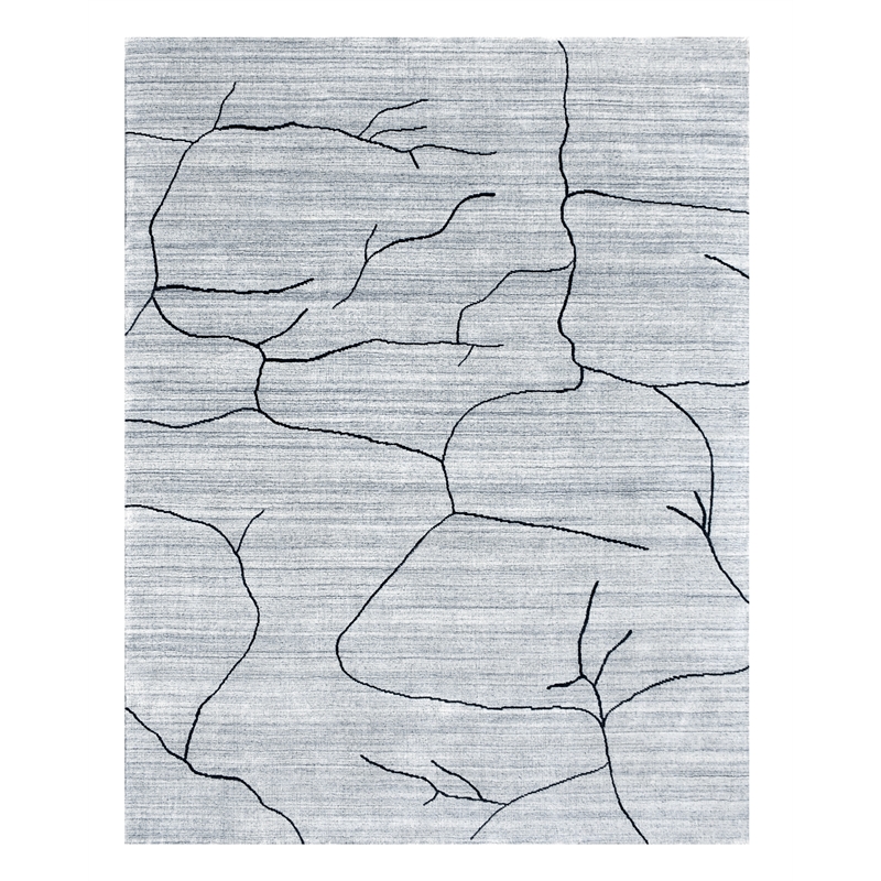 Pemberly Row 6' x 9' Abstract Wool Area Rug in White/Dark Gray