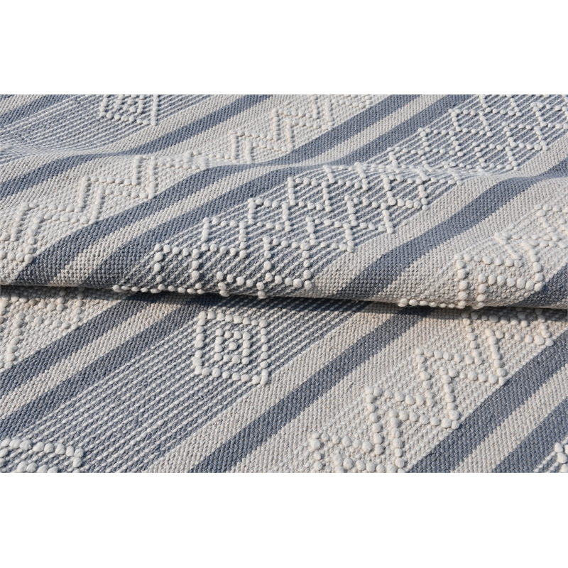 Pemberly Row Contemporary 8' x 10' Geometric Wool Area Rug in White/Gray