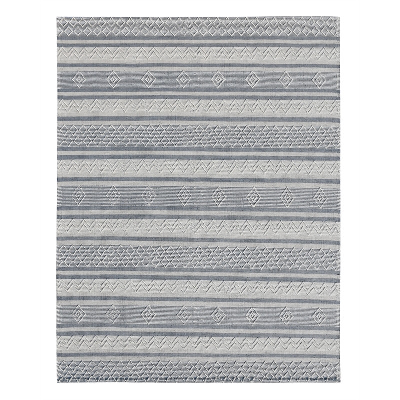 Pemberly Row Contemporary 8' x 10' Geometric Wool Area Rug in White/Gray