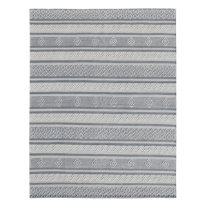 Pemberly Row Contemporary 8' x 10' Geometric Wool Area Rug in White/Gray