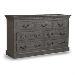 Pemberly Row Farmhouse 7-drawer Solid Wood Dresser in Dark Brown