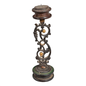 Pemberly Row Farmhouse Decorative Rustic Metal Candle Stand in Black