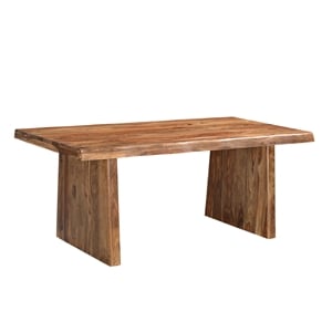 Pemberly Row Mid-Century 74&quot Live Edge Solid Wood Dining Table in Brown