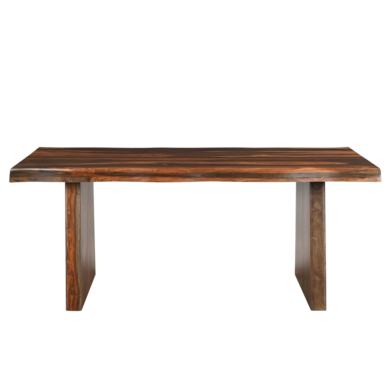 Pemberly Row Mid-Century 7-piece Solid Wood Dining Set in Dark Brown