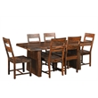 Pemberly Row Mid-Century 7-piece Solid Wood Dining Set in Dark Brown