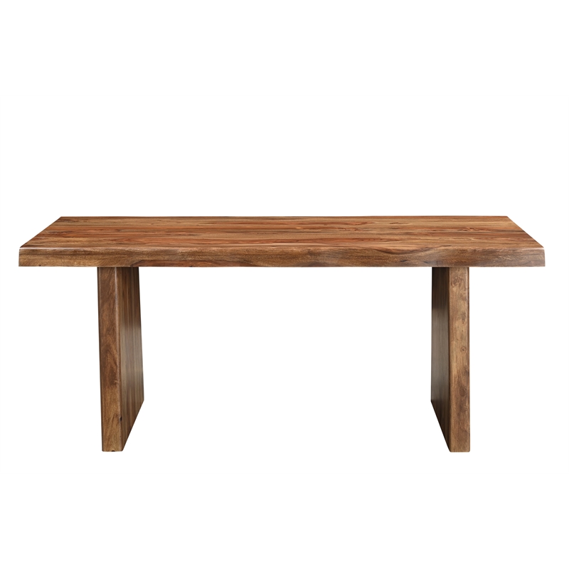 Pemberly Row Mid-Century 7-piece Solid Wood Dining Set in Brown