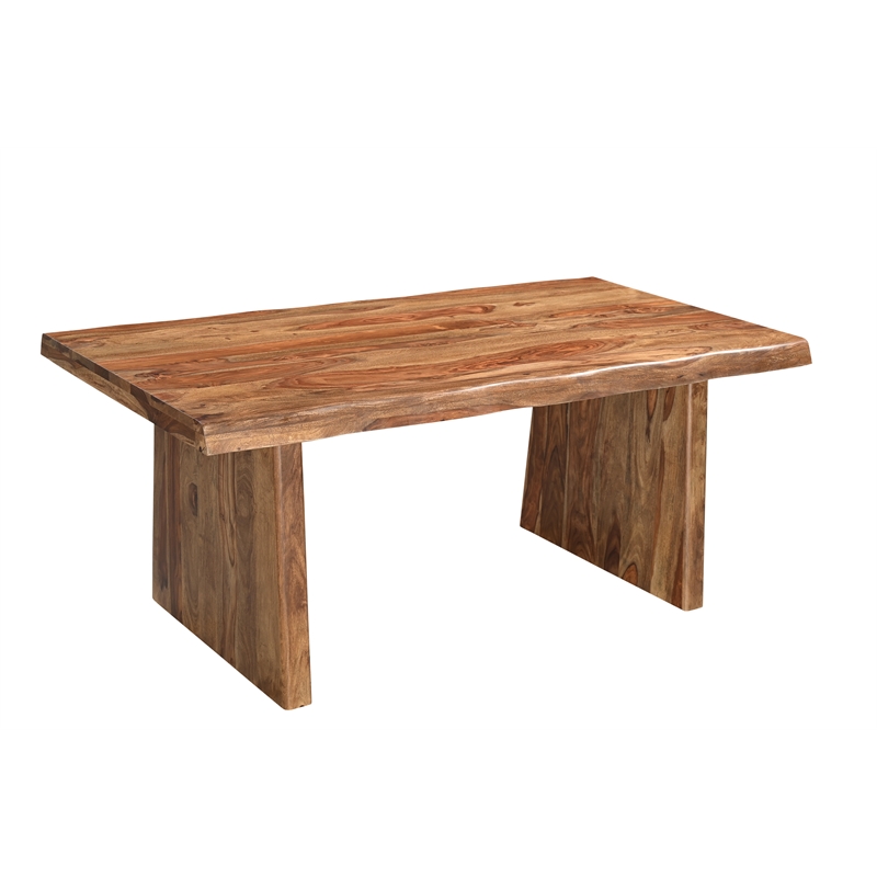 Pemberly Row Mid-Century 7-piece Solid Wood Dining Set in Brown