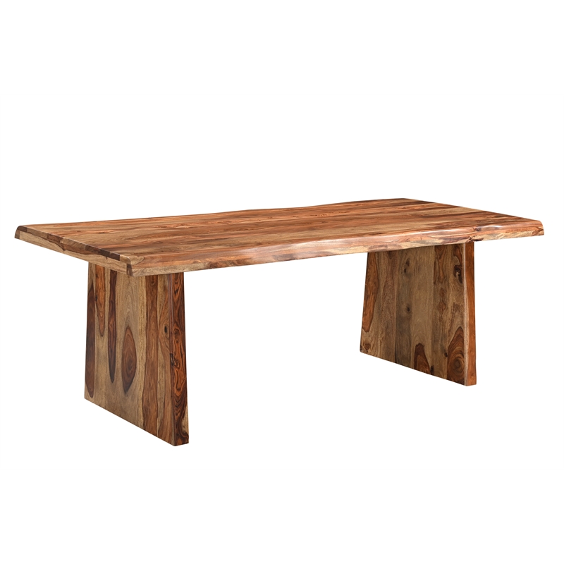 Pemberly Row Mid-Century 9-piece Solid Wood Dining Set in Brown