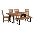 Pemberly Row Mid-Century 7-piece Live Edge Wood Dining Set in Brown