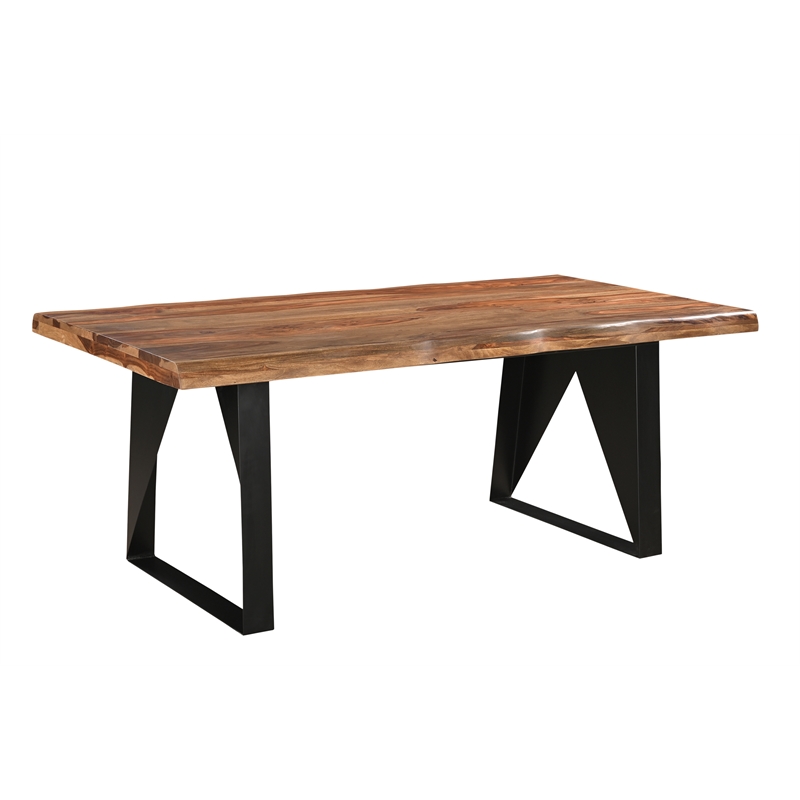 Pemberly Row Mid-Century 6-piece Live Edge Wood Dining Set in Brown