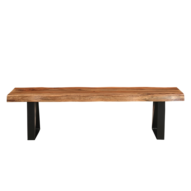Pemberly Row Mid-Century 6-piece Live Edge Wood Dining Set in Brown