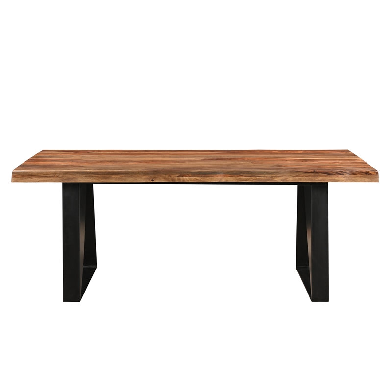 Pemberly Row Mid-Century 6-piece Live Edge Wood Dining Set in Brown