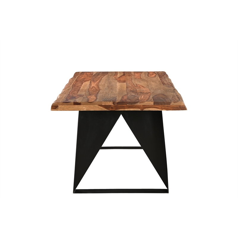 Pemberly Row Mid-Century 6-piece Live Edge Wood Dining Set in Brown