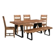 Pemberly Row Mid-Century 6-piece Live Edge Wood Dining Set in Brown