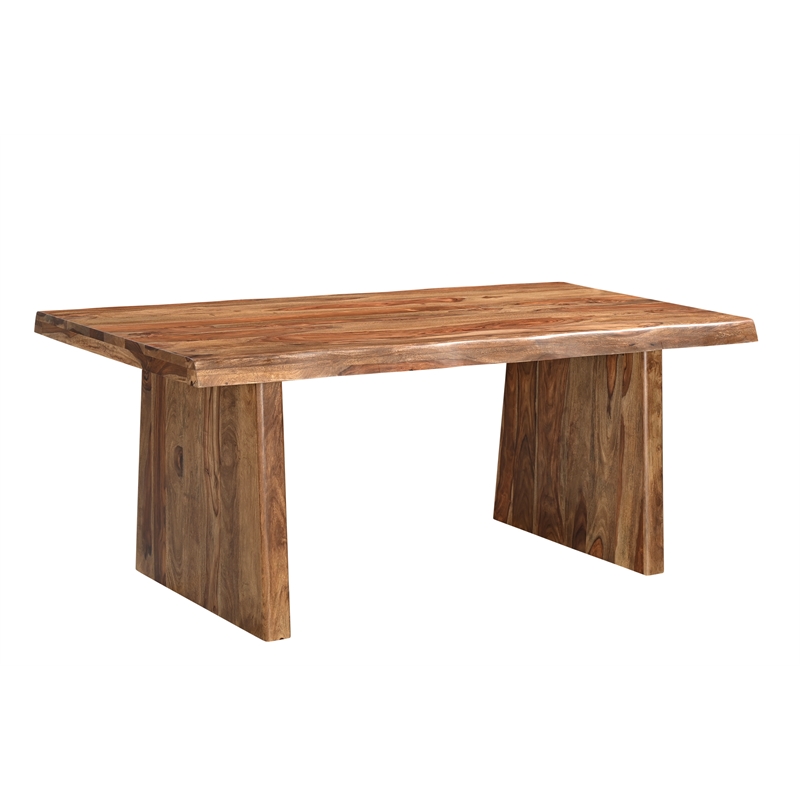 Pemberly Row Mid-Century 6-piece Live Edge Wood Dining Set in Brown