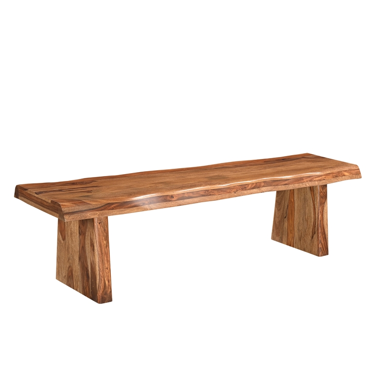 Pemberly Row Mid-Century 6-piece Live Edge Wood Dining Set in Brown